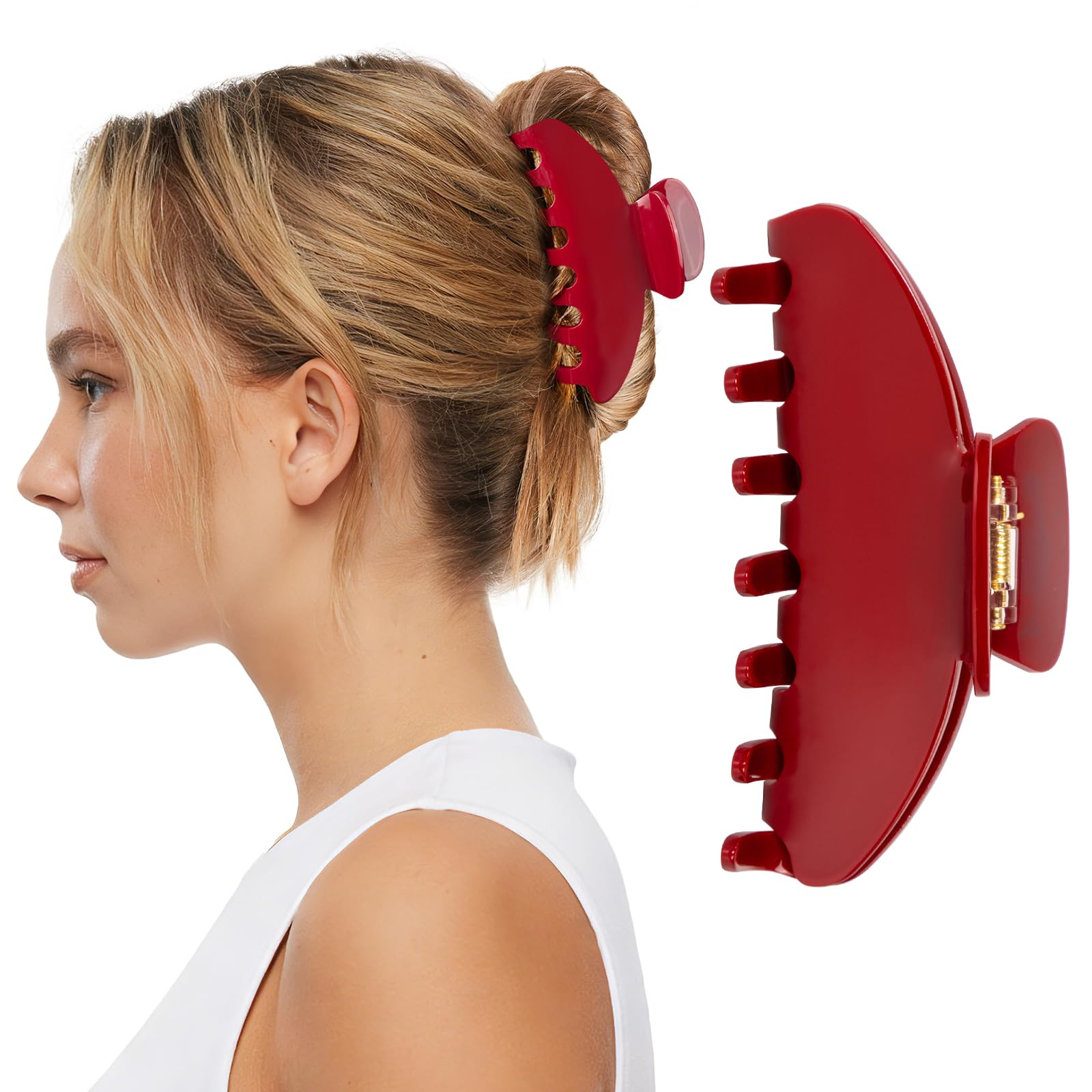 Hair Claw Clips for Women, 4 Inch Large Claw Clip for Thick Thin Hair, Strong Hold No-Slip Red Ha... | Amazon (US)