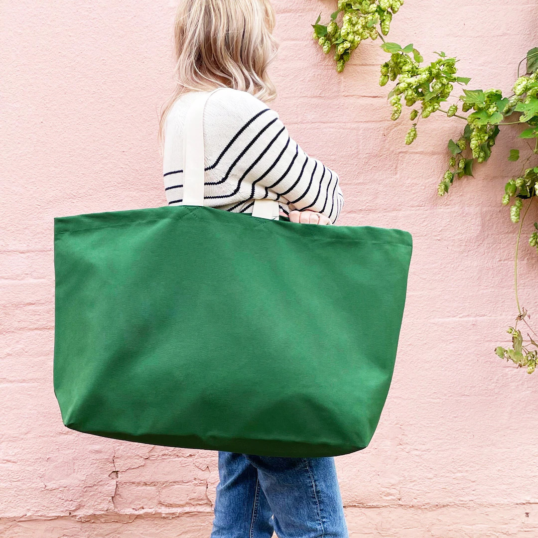 Green Canvas Oversized Bag - Large Weekend Bag - Giant Canvas Grocery Bag - Large Shopper Bag - O... | Etsy (US)