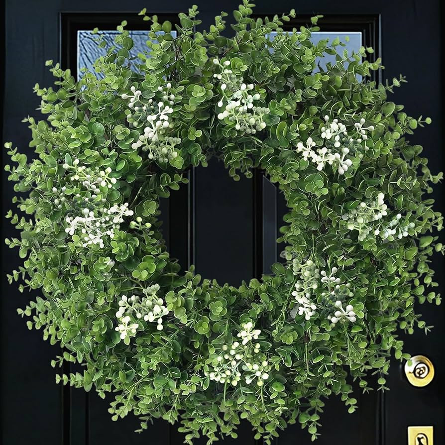 26'' Large Boxwood Wreath for Front Door Artificial Spring Wreath Boxwood Leaves Greenery Outdoor... | Amazon (US)