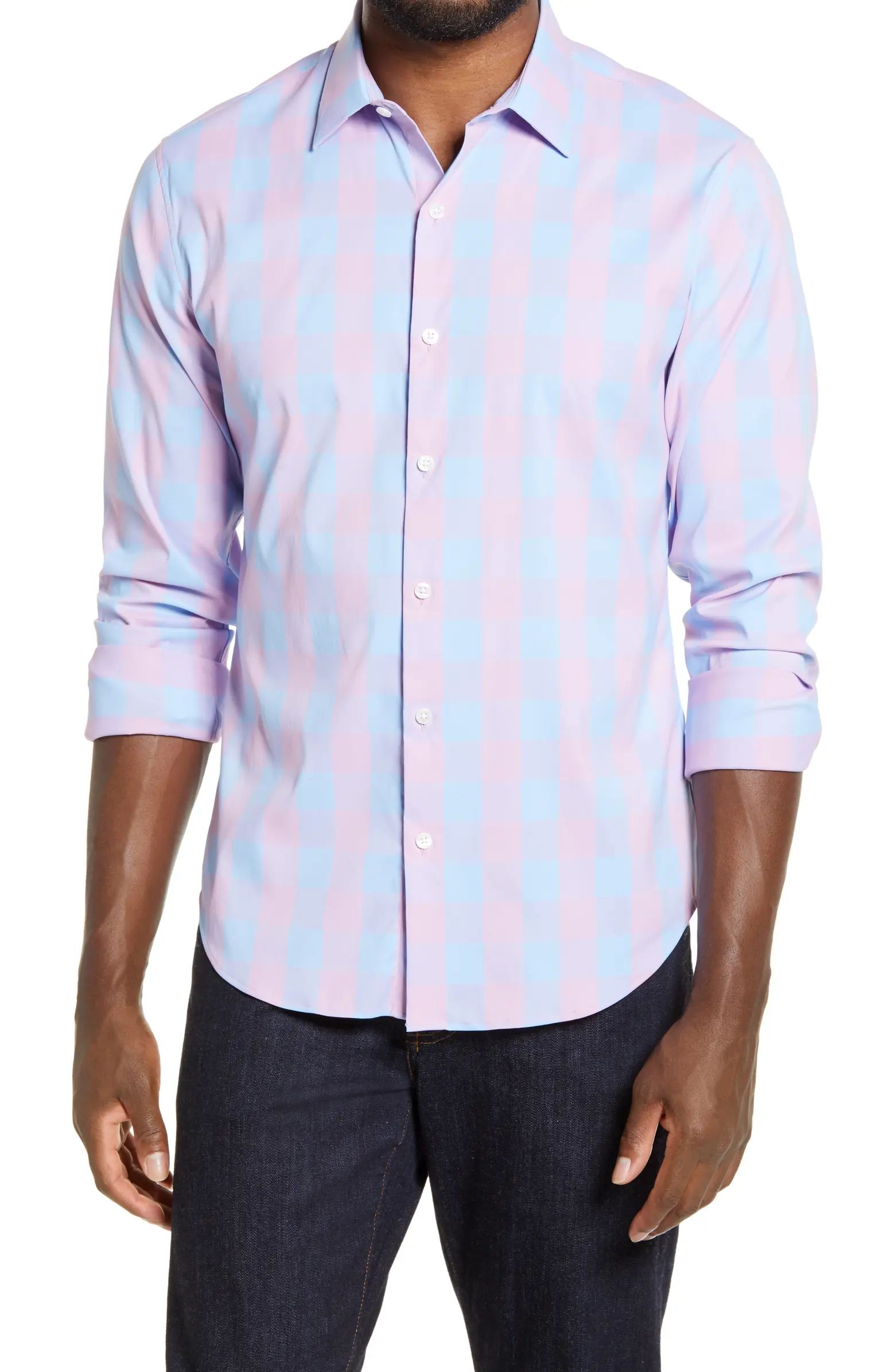 Tech Slim Fit Check Button-Up Shirt | Nordstrom