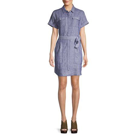 Tie-Front Short-Sleeve Dress | Walmart (US)