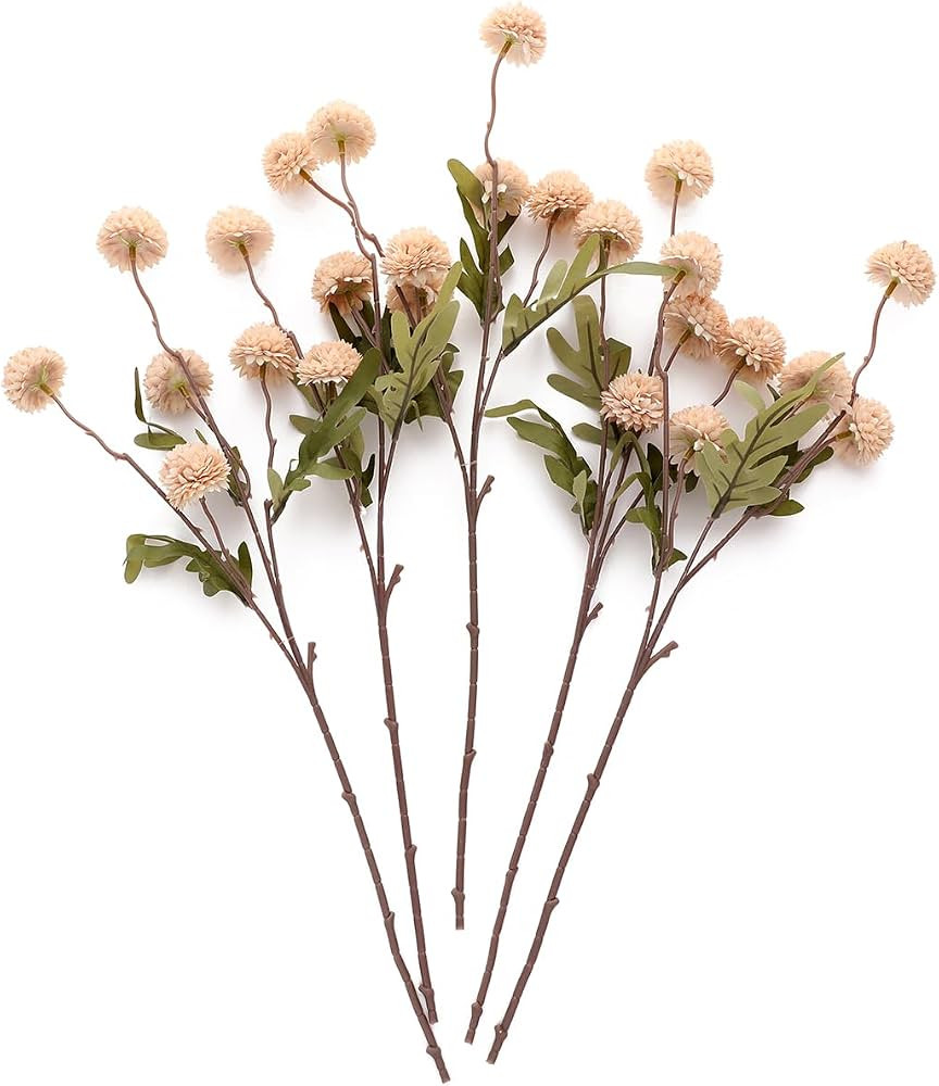 Lealfe Dandelion Artificial Flowers Bridal Bouquet Wedding Home Party Decor (Beige) | Amazon (US)