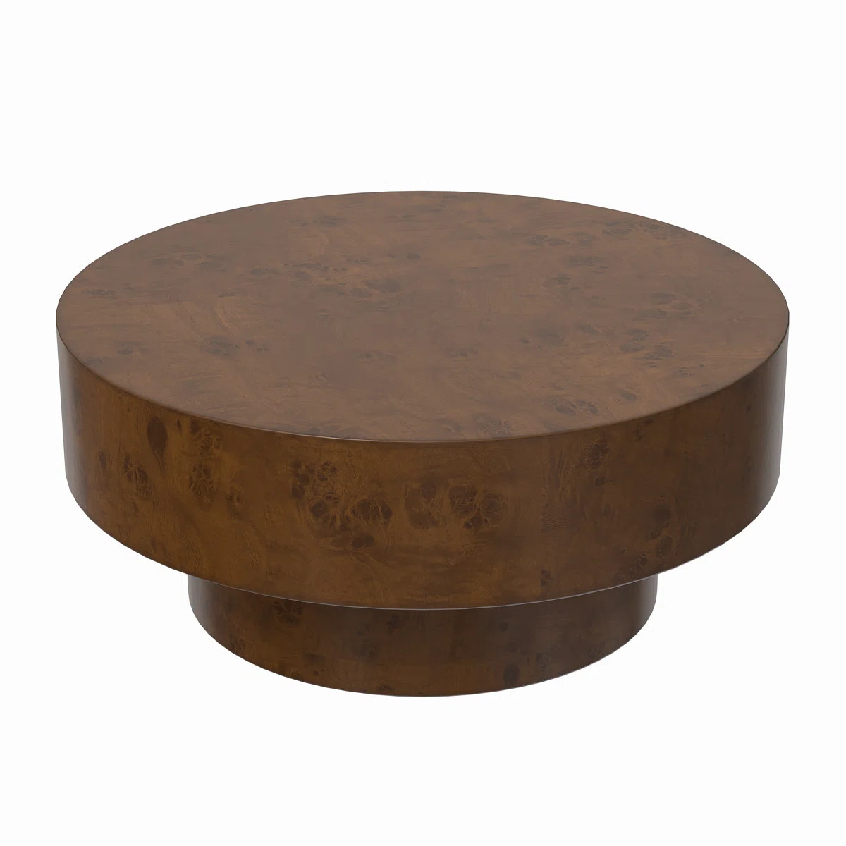 Handcrafted Burl Wood Round Coffee Table with Strudy Pedestal, Mid-Century Modern Solid Wood Coff... | Wayfair North America
