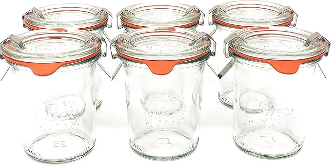 Weck 760 Mold Jar 6 Pack – Eco-Friendly Jars with Lids – 5.4oz Glass Jars – Airtight Glass ... | Amazon (US)