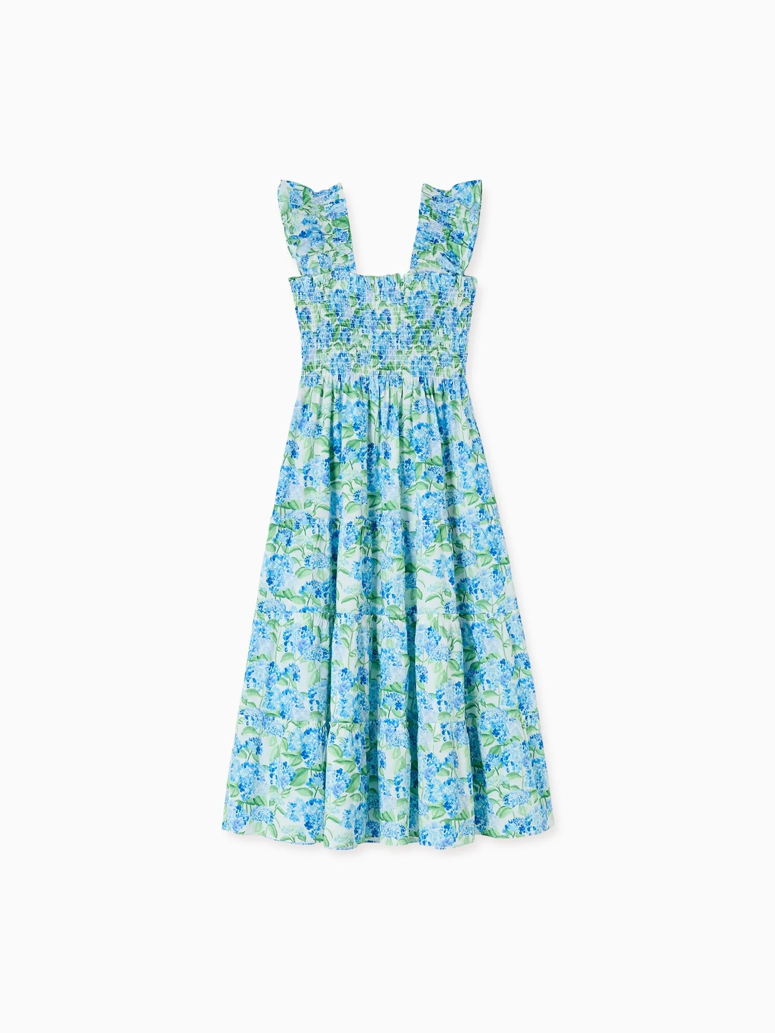 Hill House Home X La Coqueta Blue Watercolour Hydrangea Women Ellie Nap Dress | La Coqueta (US)