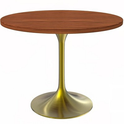 LeisureMod Verve 36" Round Dining Table - MDF Wood Top with Brushed Gold Pedestal Base Accent Table for Contemporary Dining and Kitchen Room | Target