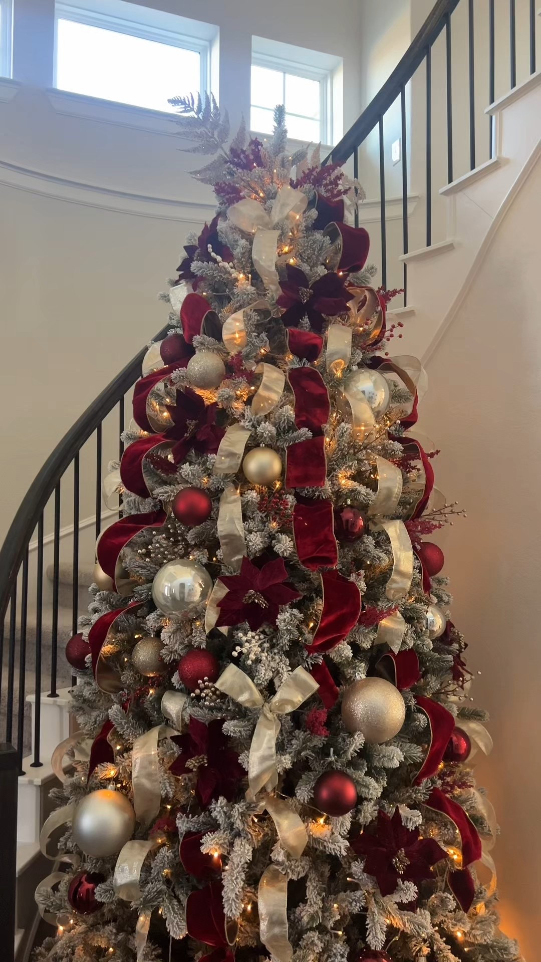Burgundy and champagne Christmas tree 

#LTKHoliday