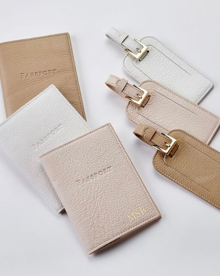Leather passport case and luggage tag set that can be monogrammed  in neutral colors. Gift idea for the bridal party

#LTKitbag #LTKwedding #LTKtravel