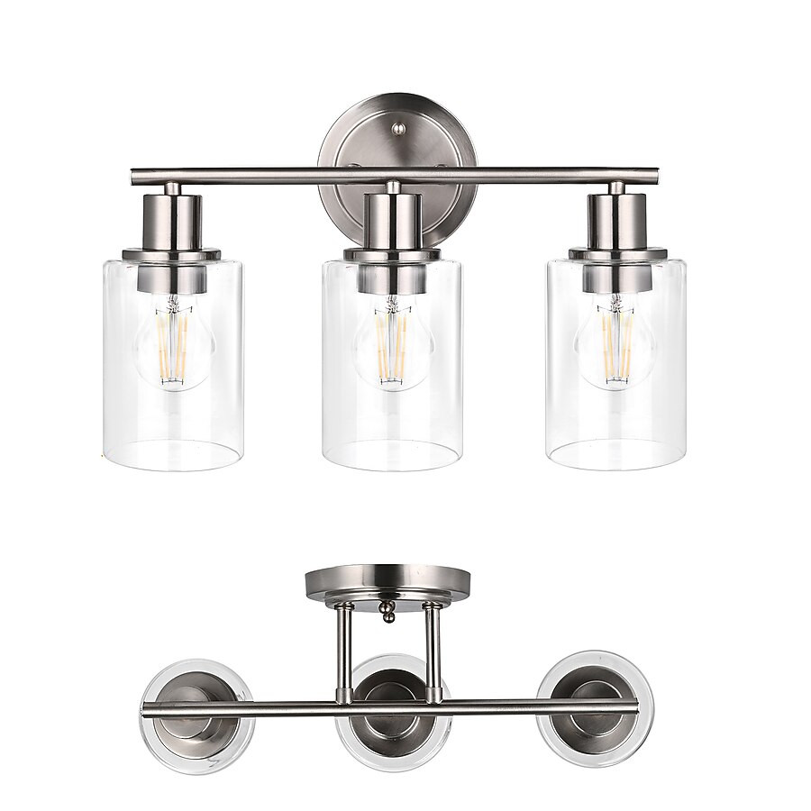 Hukoro GLA 17-in 3 -Light Brushed Nickel Traditional Vanity light | Lowe's