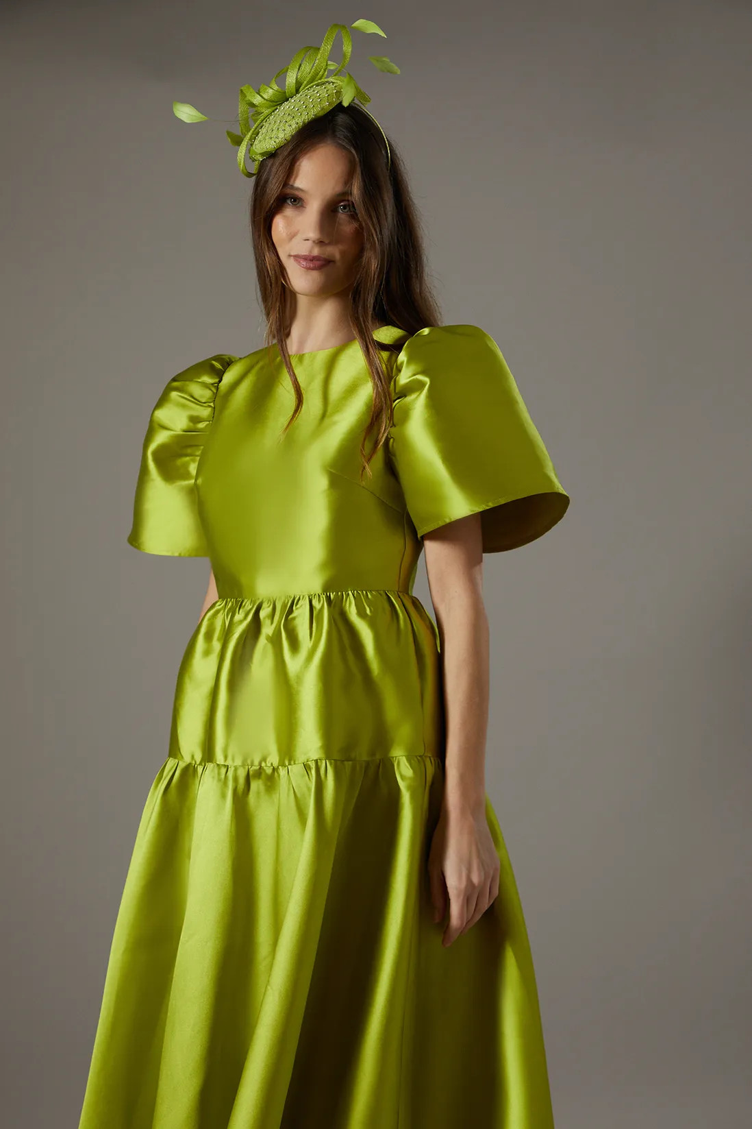 Twill Puff Sleeve Midi Dress | Boohoo.com (UK & IE)
