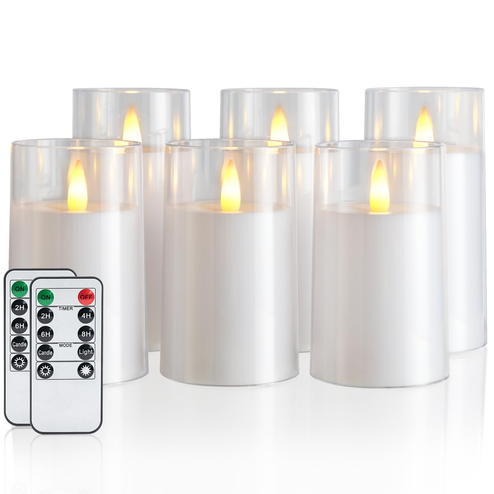 Amagic White Flameless Candles with Remote and Timer, Realistic Flickering Battery Operated Acryl... | Amazon (US)