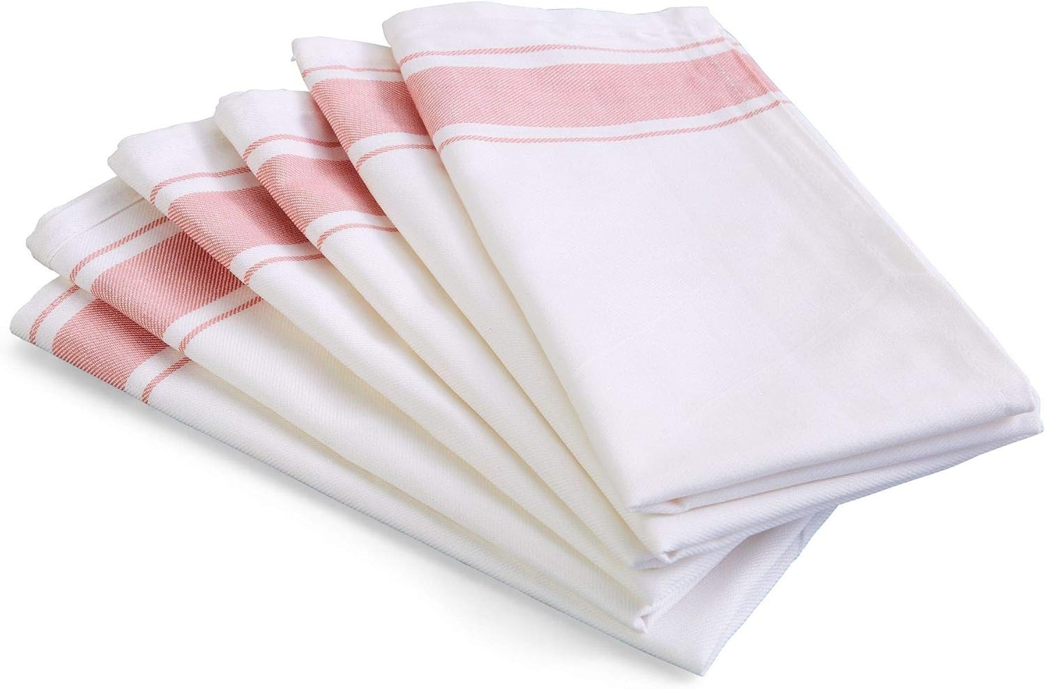 Bistro Stripe Napkins, 100% Cotton 20-Inch by 20-Inch Napkin, Pink Stripe Cloth Napkin (Pink, 6) | Amazon (US)