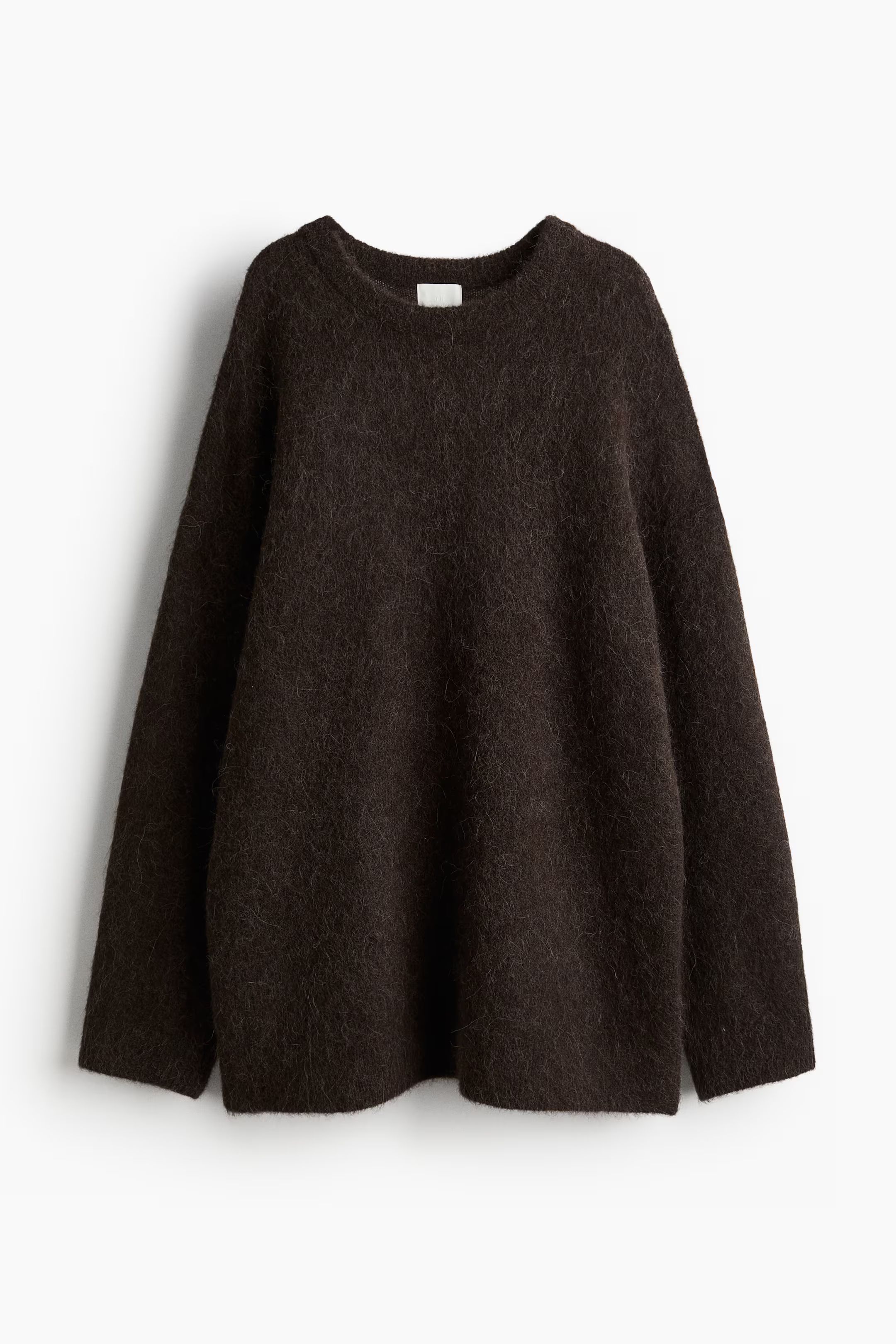 Oversized Alpaca-blend Sweater - Round Neck - Long sleeve - Dark gray melange - Ladies | H&M US | H&M (US + CA)