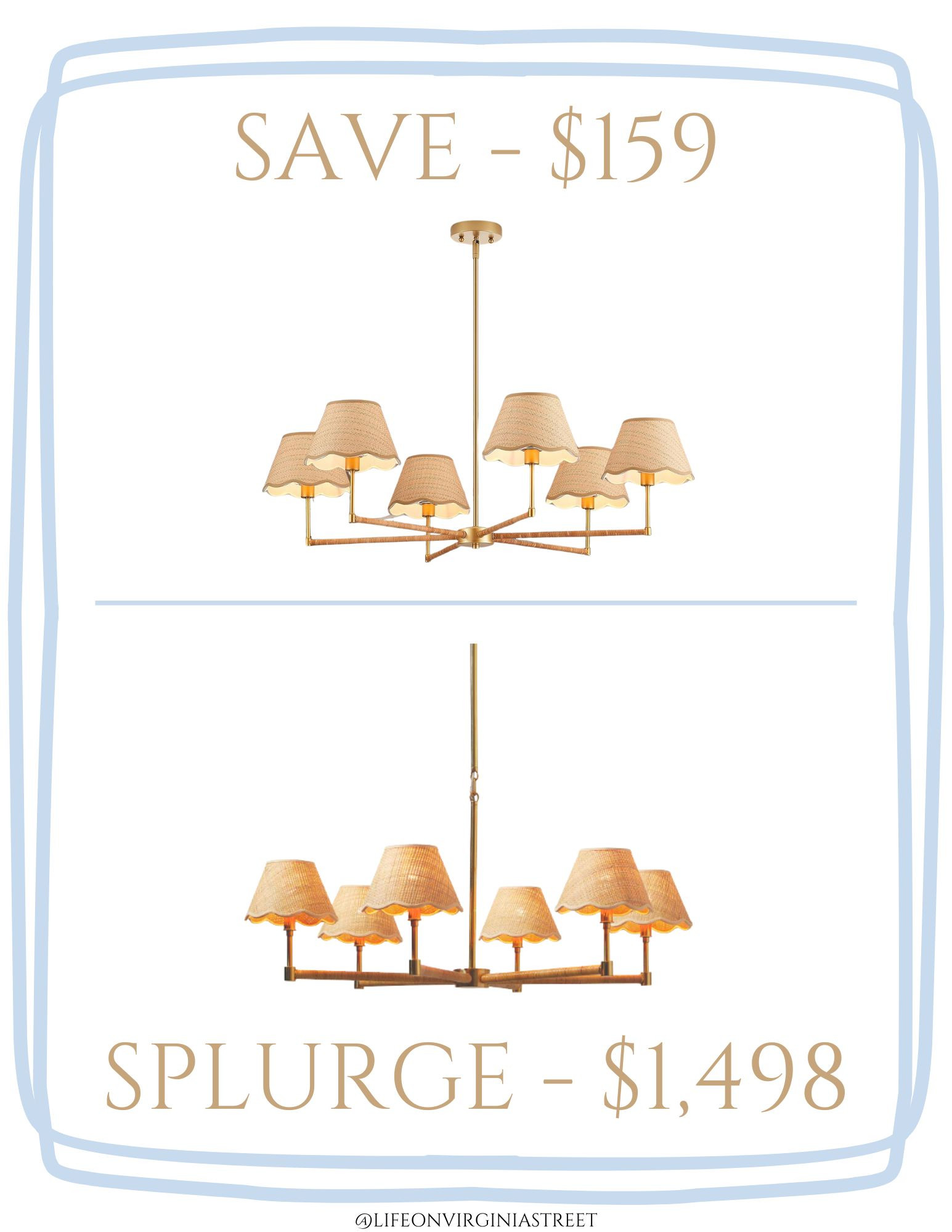 Looking for a coastal chandelier? These save/splurge scalloped rattan and brass chandeliers are stunning! Perfect for most rooms in your home! #ltkhome #ltksalealert #ltkseasonal #ltkstyletip Serena & Lily look for less, Serena & Lily vibes, coastal lighting ideas, designer lighting ideas 

 #LTKSeasonal #LTKHome #LTKSaleAlert