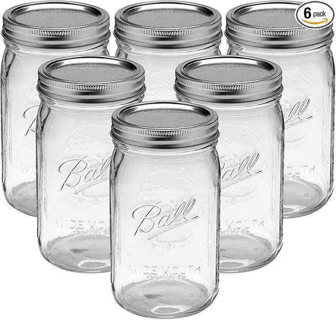 Bedoo Wide Mouth Mason Jars 32 oz with Lids and Bands 6 PACK, Quart Mason Jars with Airtight Lids... | Amazon (US)