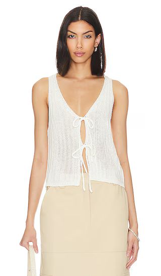 Anaya Tie Front Top in Cream | Revolve Clothing (Global)