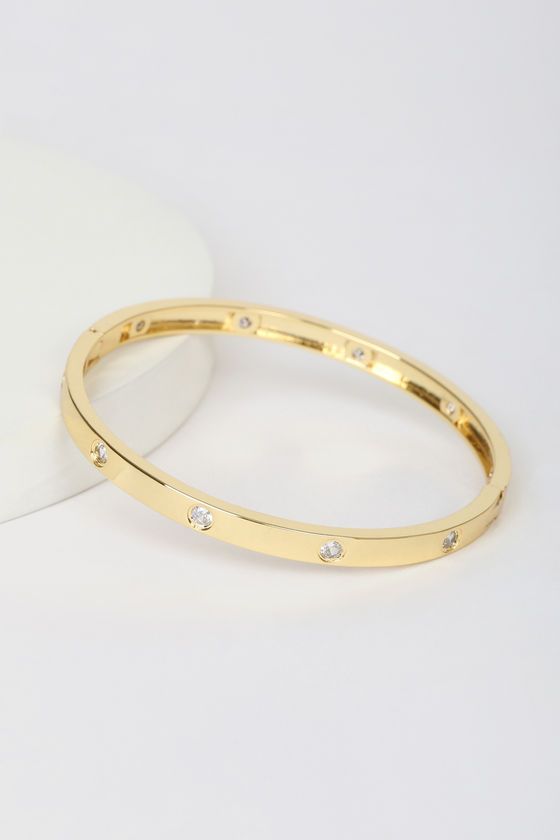 Sleek Simplicity 14KT Gold Rhinestone Bracelet | Lulus (US)