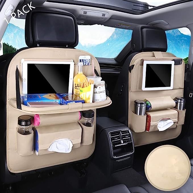 SIJAWEYI Car Backseat Organizer with Tablet Holder Protector Kick Mats for Kids Table Tray Foldab... | Amazon (US)