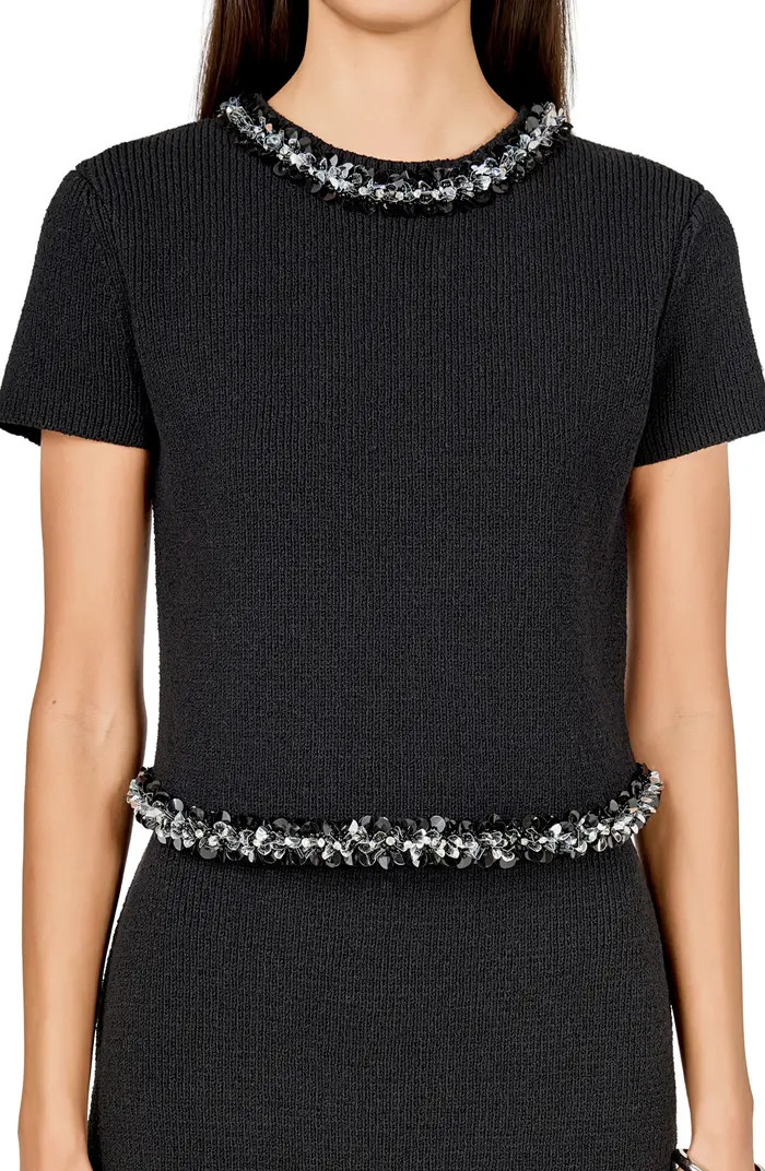 Endless Rose Jewel Trim Short Sleeve Sweater | Nordstrom | Nordstrom