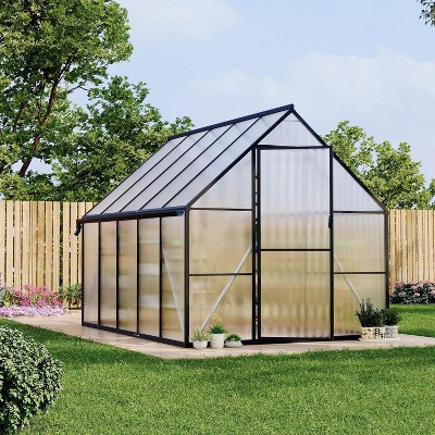 Black 8*12 ft Polycarbonate Greenhouse with Aluminum Frame,Greenhouses with Ventilation & Rain Gutter,Large Walk-in Greenhouses for Outside | Target