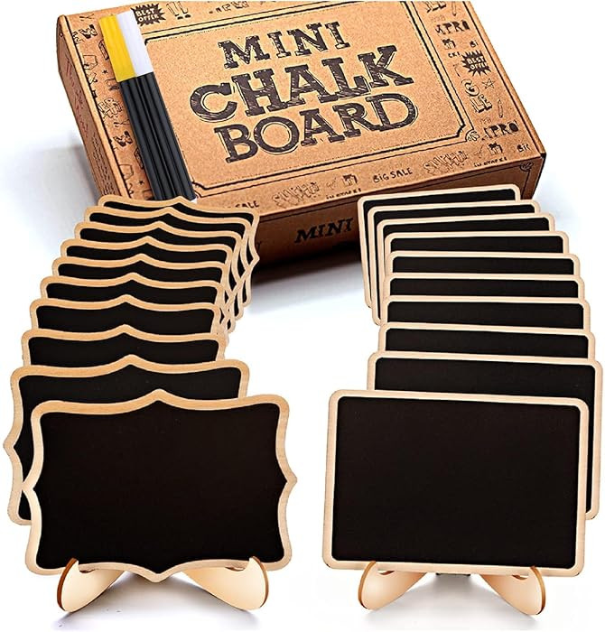 Mini Chalkboard Signs, 20 Pack Framed Small Chalk Board Food Labels with Easel Stand for Party Bu... | Amazon (US)