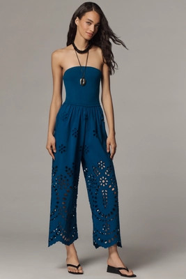 Saylor Oriella Strapless Eyelet Jumpsuit | Anthropologie (US)