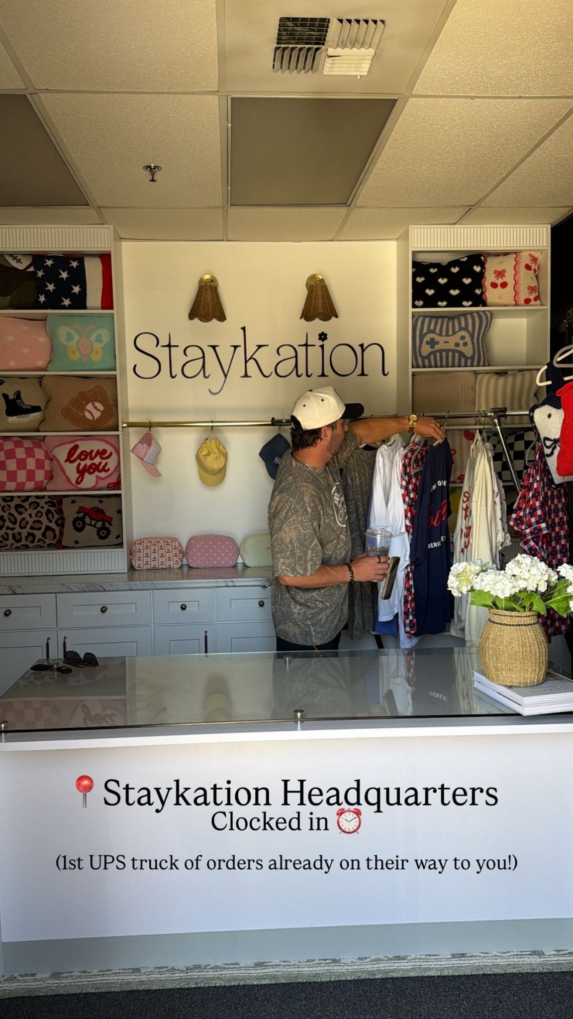 Clocked in ⏰ 📍Staykation Headquarters (1st UPS truck of orders already on their way to you!)