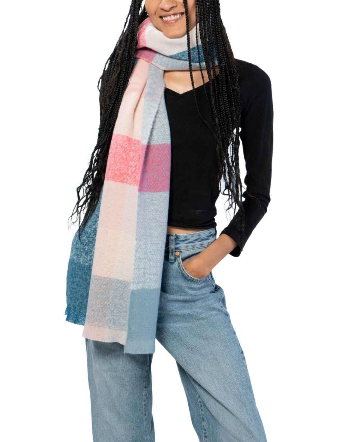 Marcus Adler Plaid Scarf - Pink | Macy's
