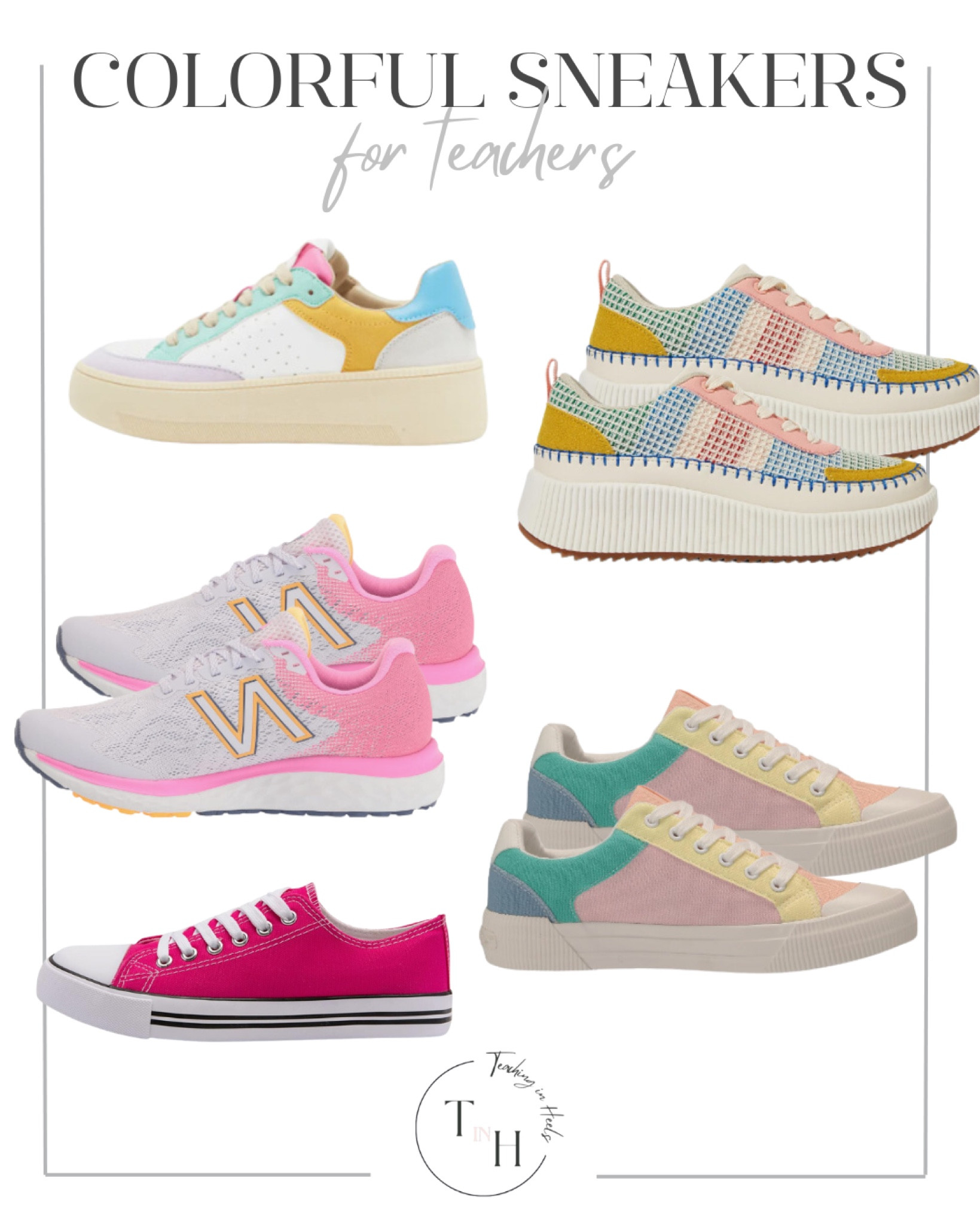 Colorful Sneakers - For Teachers 

Pink shoes  pink sneakers  teacher shoes  colorful shoes  style guide  pop of color teacher shoes  fun teacher shoes  spring sneakers  spring teacher sneakers 

#LTKstyletip #LTKSeasonal #LTKMostLoved