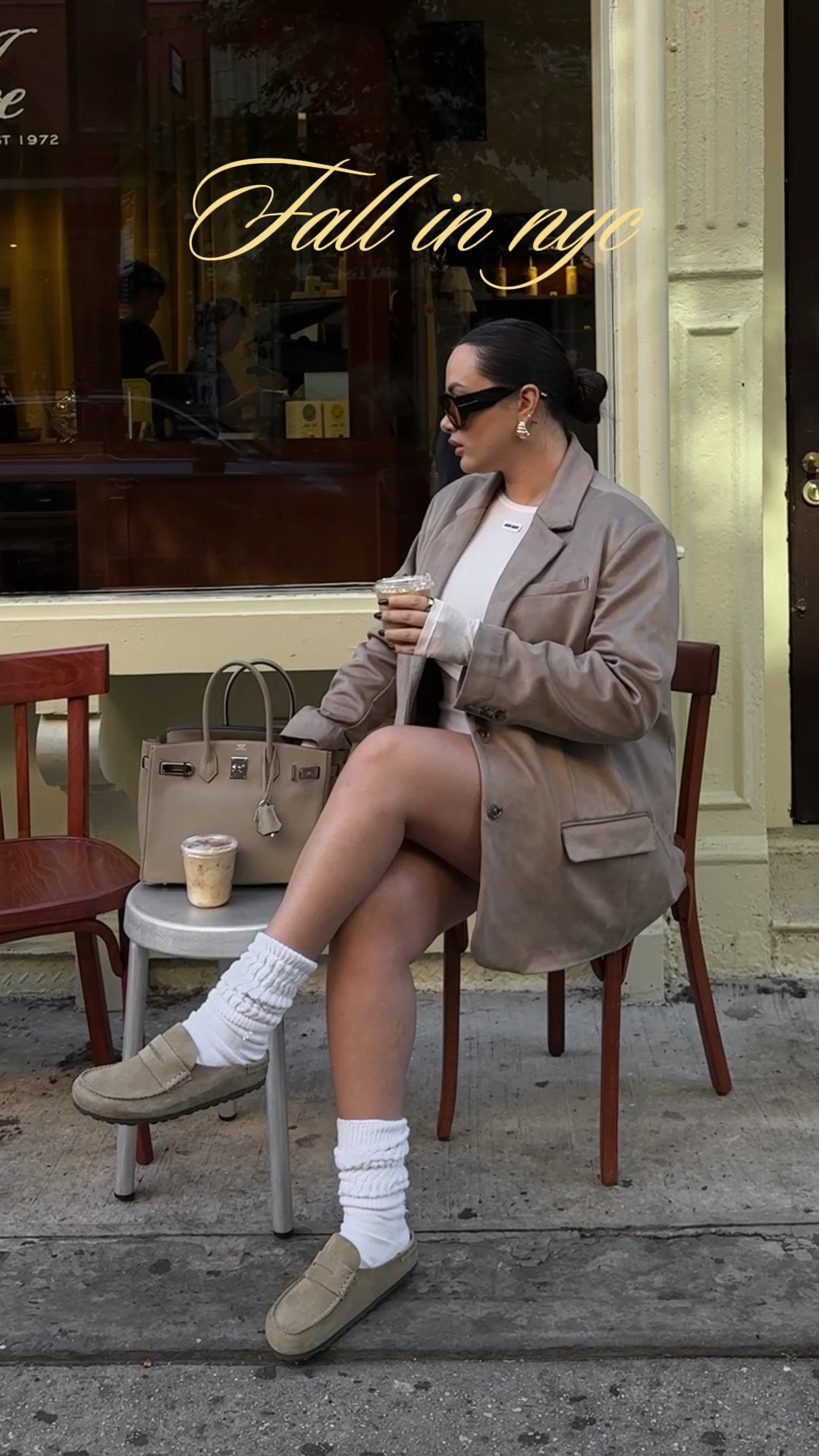 Light suede blazer outfit for coffee styled with a neutral mini skirt and the comfiest Birkenstocks  

#LTKStyleTip #LTKFindsUnder100 #LTKSeasonal