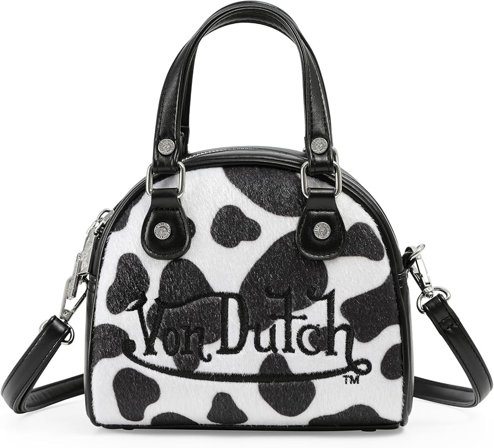Von Dutch Mini Bowling Bag Cow Print | 6.8” Vegan Leather Crossbody with Logo Hardware, Top Han... | Amazon (US)