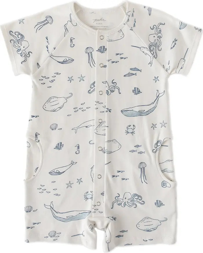 Print Short Sleeve Organic Cotton Romper | Nordstrom