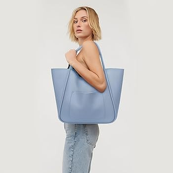 KKXIU Tote Bag for Women Vegan Leather Shoulder Purse Large Capacity Travel Bag | Amazon (US)