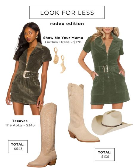 Look for less rodeo edition. Show Me Your Mumu Outlaw Dress, Tecovas, rodeo, cowgirl boots, western dress, corduroy dress, game day outfit 

#LTKfindsunder100 #LTKstyletip