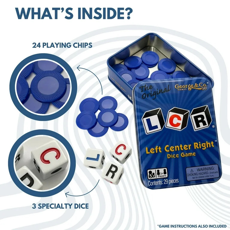 The Original LCR Left Center Right Dice Game (Blue Tin) | Walmart (US)