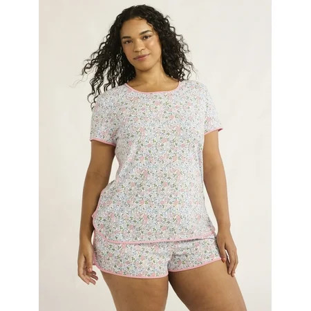 Joyspun Women s and Women’s Plus Lightweight Sleep Tee and Shorts Set 2-Piece Sizes XS to 3X | Walmart (US)