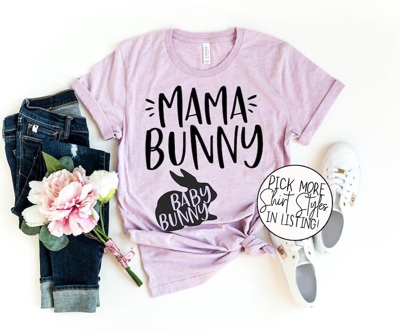 Mama Bunny Baby Bunny Shirt - Pregnancy Announcement Easter Shirt - Pregnancy Reveal Shirt - East... | Etsy (US)