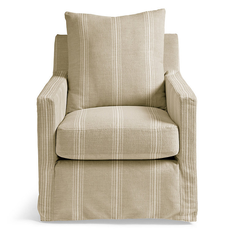 Finley Swivel Glider - Crypton Chenille Nathan Stripe Sand - Grandin Road | Grandin Road