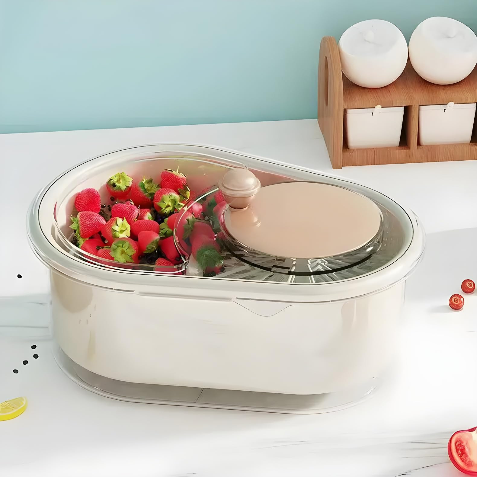 Fruit Cleaner Spinner, Fruit Cleaner Bowl,Large Size Easy to Use Fruit Washing Machine Green Spinner Bowl with Brush(Green) | Amazon (US)