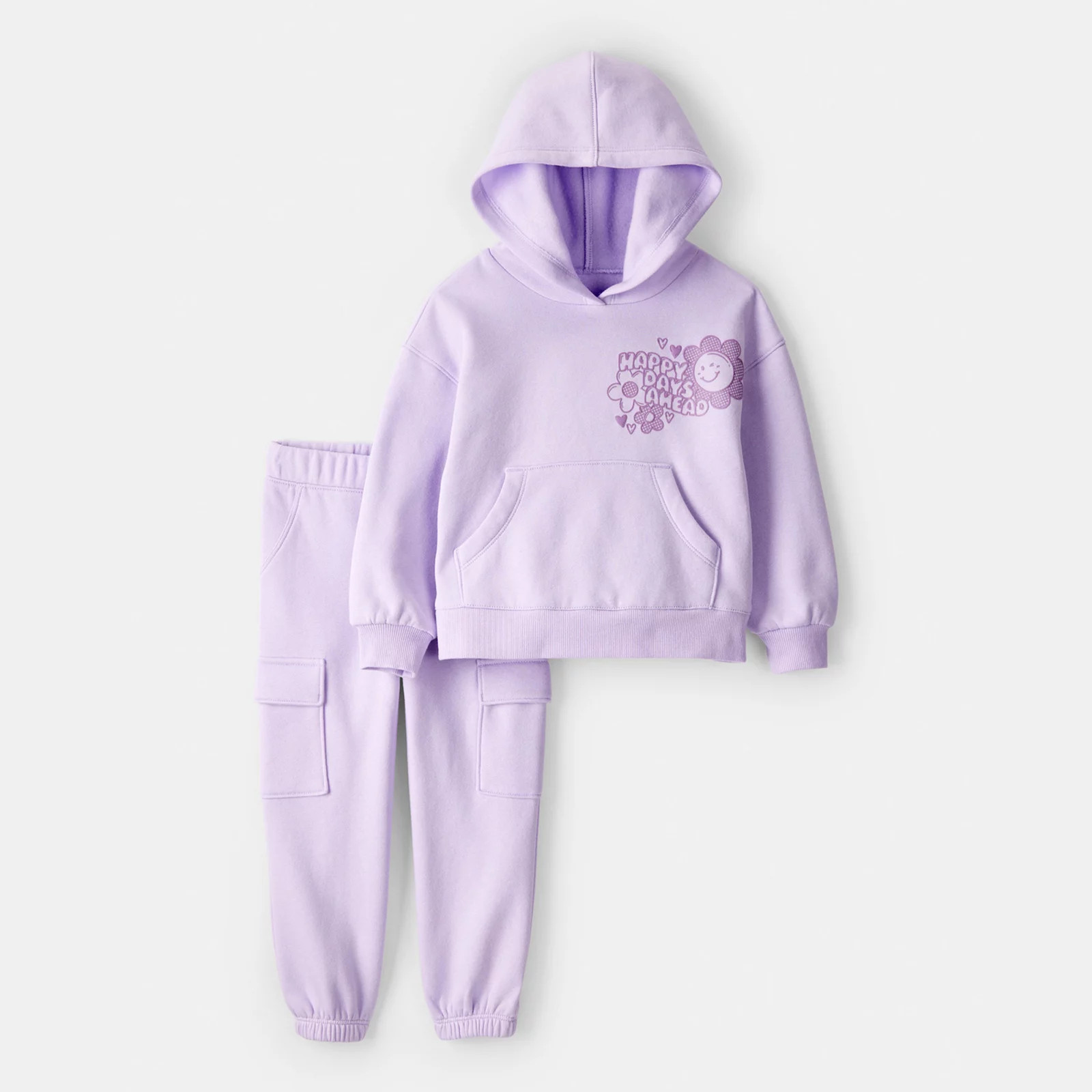 Toddler Girl Carter's 2-Piece Flower Graphic Long-Sleeve Hoodie & Pant Set, Toddler Girl's, Size: 2T, Purple | Kohl's