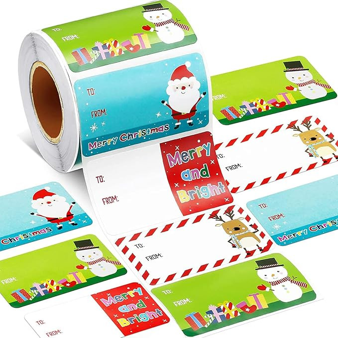 500 Pieces Christmas Tags Christmas Santa Claus Stickers Self Adhesive Christmas Tag Christmas Fe... | Amazon (US)