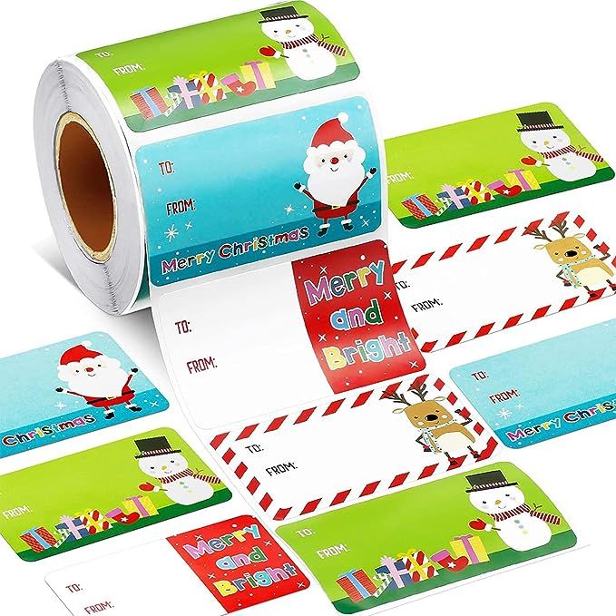 500 Pieces Christmas Tags Christmas Santa Claus Stickers Self Adhesive Christmas Tag Christmas Fe... | Amazon (US)