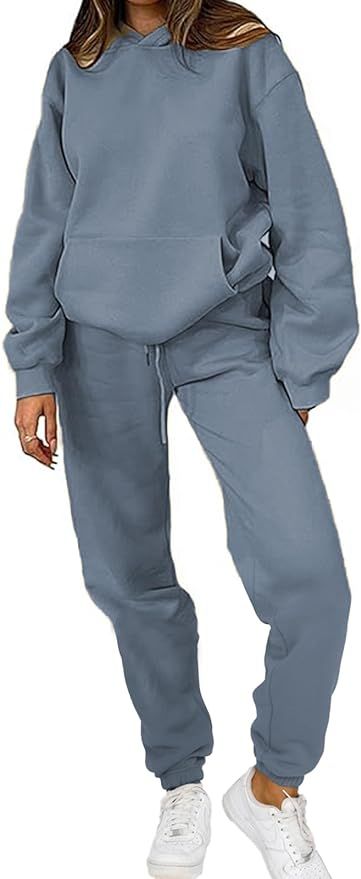 PAODIKUAI Women 2 Piece Outfits Hoodie Sweatsuits Set Sweatpants Long Sleeve Sweatshirt Matching ... | Amazon (US)