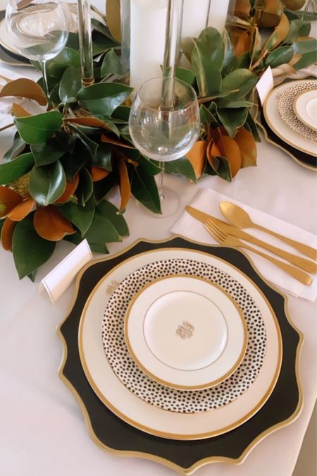 Monogrammed china, and dishes. Holiday tablescape. 

#LTKHoliday #LTKfamily #LTKhome