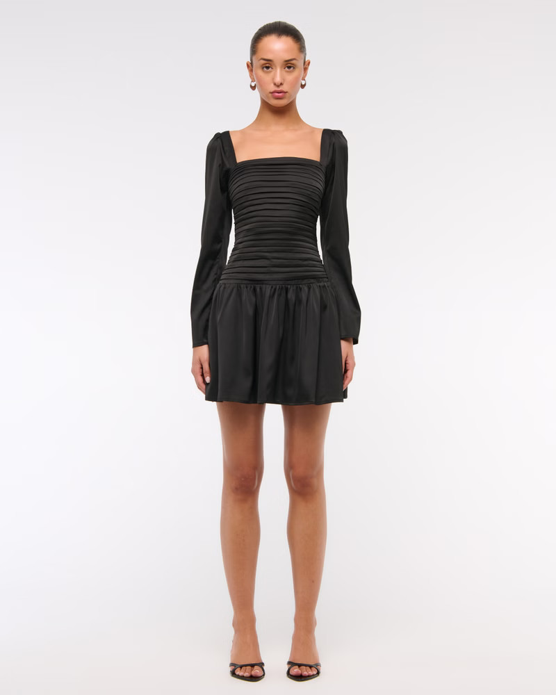 The A&F Emerson Drop-Waist Satin Mini Dress | Abercrombie & Fitch (US)