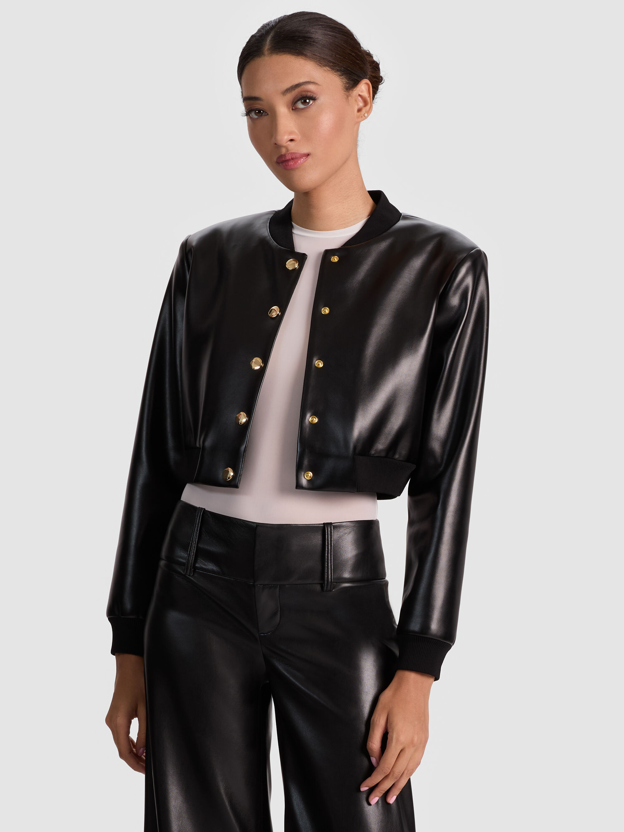 BARTON VEGAN BOMBER JACKET | Alice + Olivia