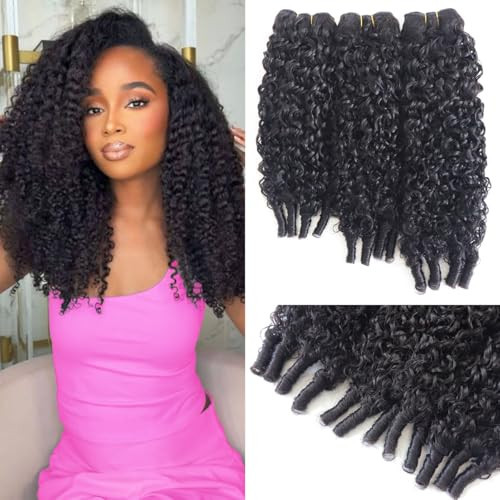 Burmese Curly Bundles Human Hair 18 20 22 Inches 100% Unprocessed Quick Weave 3c4a Water Wave with Spiral Curly End Real Human Hair Extensions Natural Black | Amazon (US)