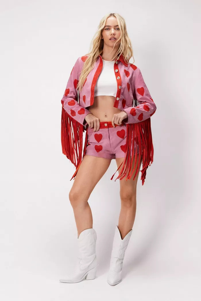 Real Suede Heart Fringe Jacket | Boohoo.com (UK & IE)