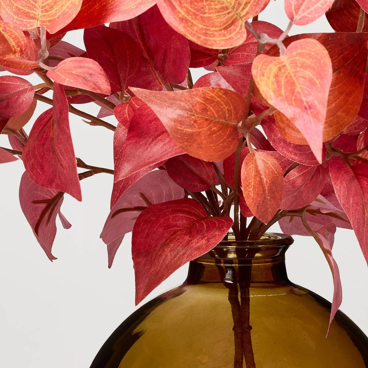 16.5" Red Pacific Dogwood in Amber Glass Arrangement - Hearth & Hand™ with Magnolia | Target