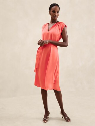 Satin Crepe Midi Dress | Banana Republic Factory
